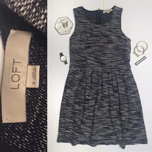 Loft Cotton Knit Fit and Flare Blue Sz 8